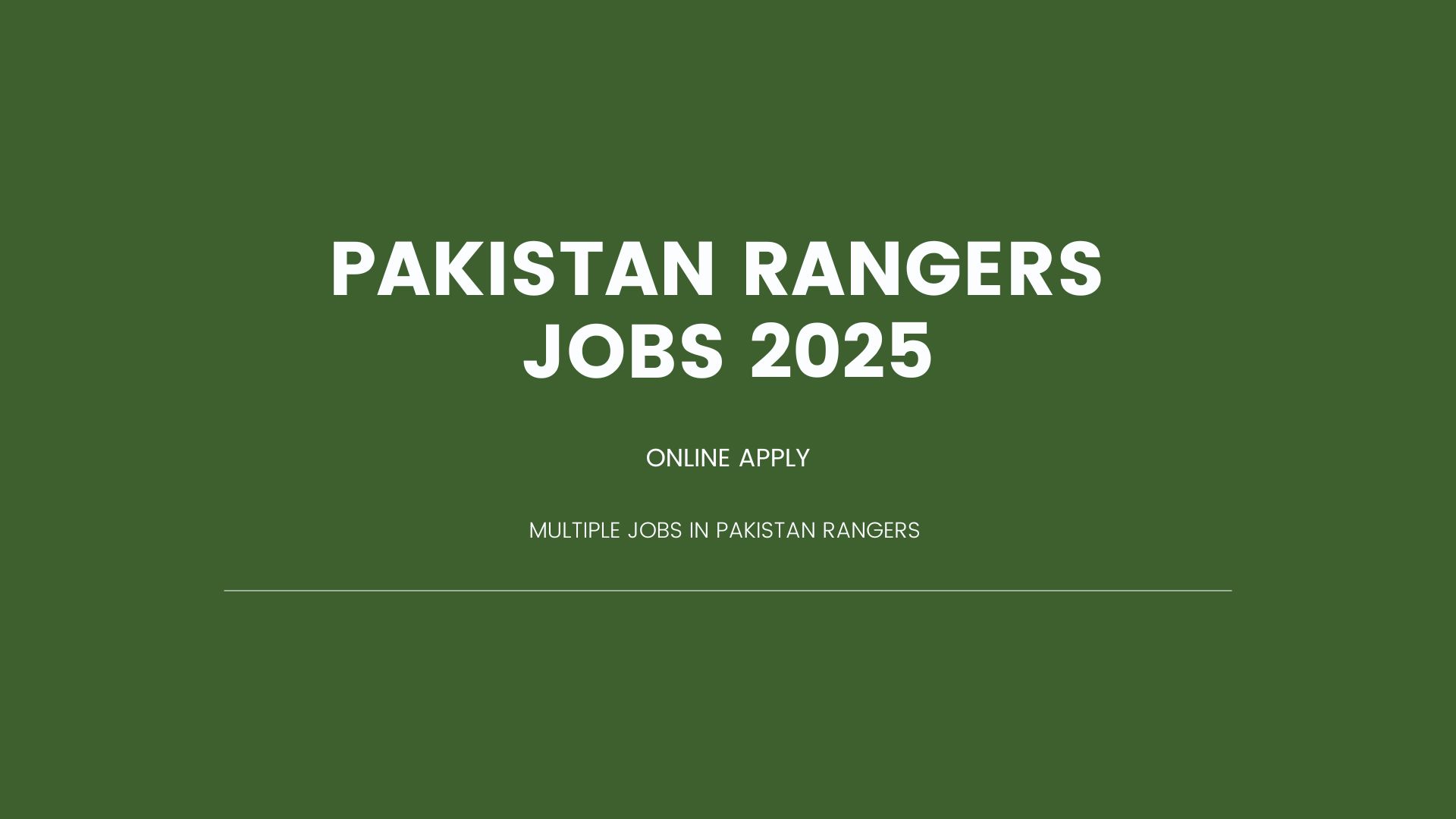 PAKISTAN RANGERS JOBS
